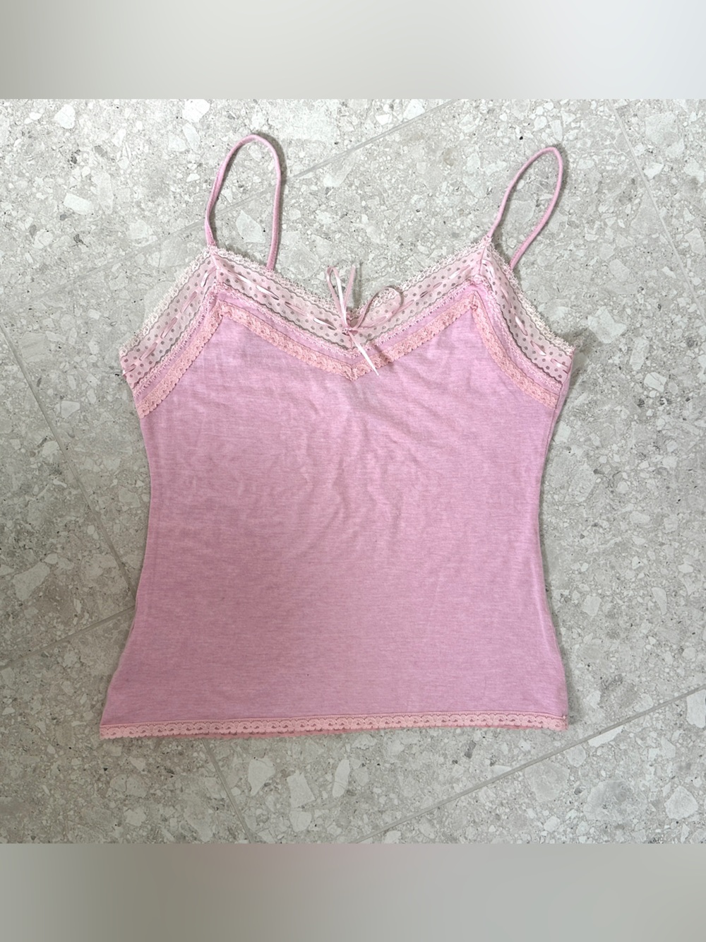 Laura Ashley Light Pink Lace-Trim Camisole